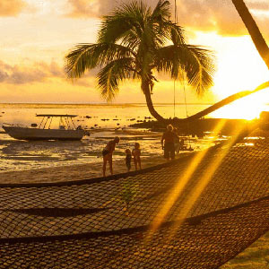 Sunset Fiji Beachouse overlooking lagoon